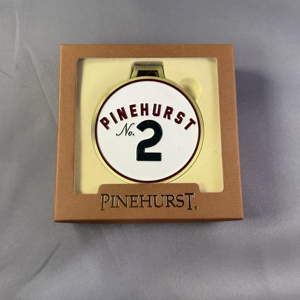 Pinehurst No. 2 Golf Bag Tag Leather Strap Brass Medallion‎ Souvenir